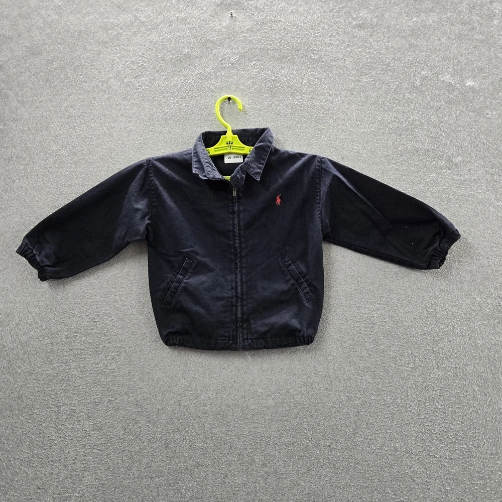 Ralph Lauren Toddler Jacket 3T Navy Blue Embroidered Bi Swing Bomber